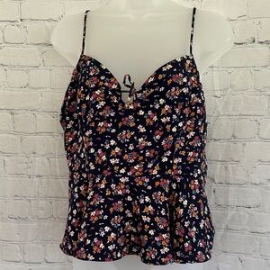 Nine Britton Spaghetti Strap Peplum Top - Navy